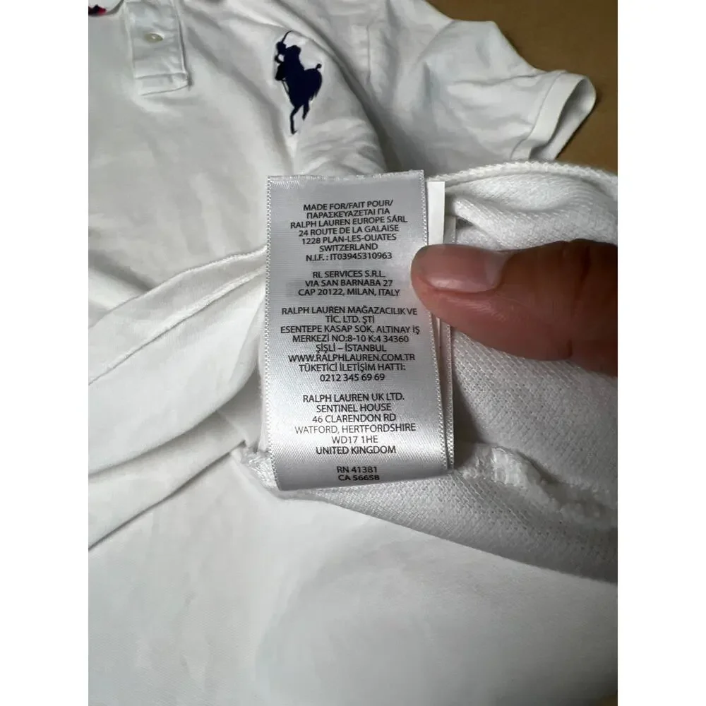 Polo Ralph Lauren Big Pony Polo Shirt XL Classic White USA Crest Short Sleeve**
